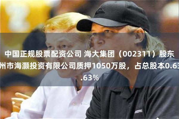 中国正规股票配资公司 海大集团（002311）股东广州市海灏投资有限公司质押1050万股，占总股本0.63%
