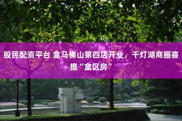 股民配资平台 盒马佛山第四店开业，千灯湖商圈喜提“盒区房”