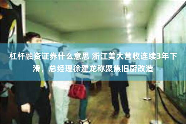 杠杆融资证券什么意思 浙江美大营收连续3年下滑，总经理徐建龙称聚焦旧厨改造