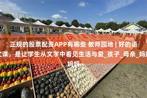 正规的股票配资APP有哪些 教师园地 | 好的语文课，是让学生从文字中看见生活与